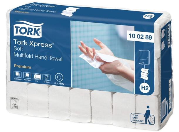 Tørkeark TORK Prem multif 2L H2 (3150) Mykt multifold tørkeark 2-lag 